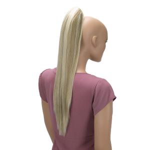 CAISHA 24" Hairpiece Ponytail Clip On Extension Long Hair Straight Natural Blonde With Highlights H638