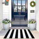 OLANLY Black and White Striped Rug 2' x 3' (24" x 36")  Washable Cotton Indoor Outdoor Doormat for Front Door, Entryway, Kitchen, Porch, Patio Decor