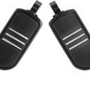 Adjustable Highway Pegs 1.25" 32mm Engine Guard Footpegs - Black Motorcycle Foot Rests with Anti-Slip Rubber Streamliner Style Compatible with Harley Touring Road King Street Glide Sportster Softail