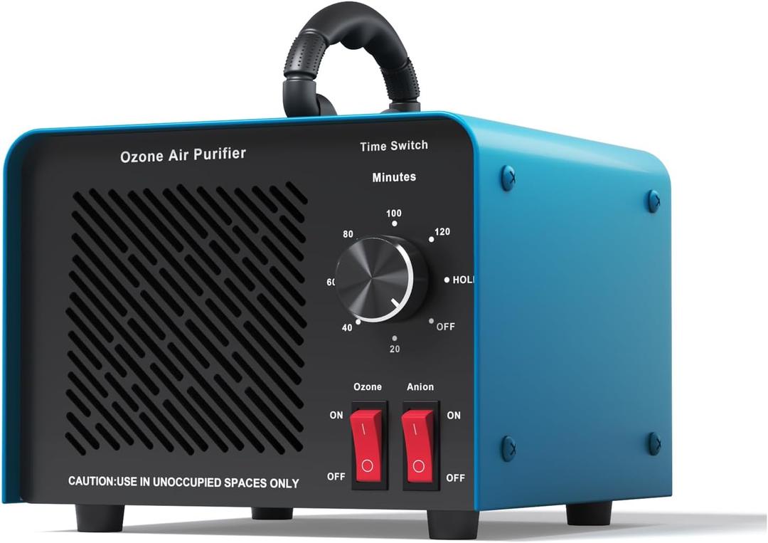 120,000mg/h 0zone Generator High Capacity Ozone Machine & 1 Billion Negative Ion Air Purifier for Home, Car, Pet Odor Removal, O3 Odor Eliminator up to 2,500 Sq. Ft.(Blue)