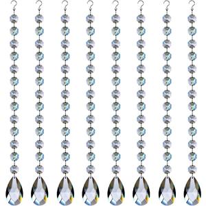 1ft 8pcs Teardrop Crystals Garland, Hanging Chandelier Crystals Prism Beads Chain for Wedding Home Decoration Clear GOLDENHAITAI (50mm)