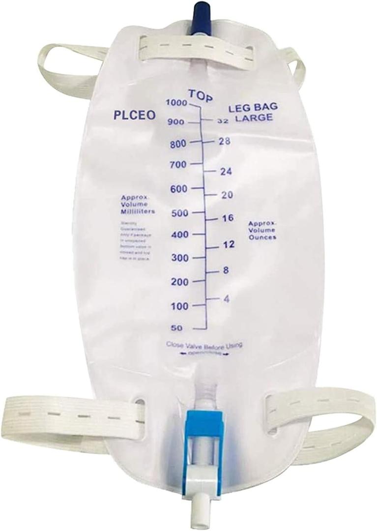 Easy-Tap Leg Bag Urinary Drainage Bag, 1000ml, Anti-Reflux Valve, Cloth Straps, Easy Flip Drain (Pack of 3) (Col1)