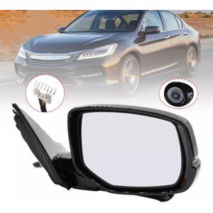 Right Passenger Side Mirror For Honda Accord 2013 2014 2015 with Power Glass Heated turn signals and Camera Replace 76200T2GA42ZC (12Pins) (Black)