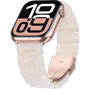 iiteeology Compatible with Apple Watch Band 42mm 41mm 40mm , Light Resin with Stainless Steel Replacement Wristband for iWatch Ultra 3/Ultra 2 49mm Series 11-1 SE 3