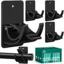Xemichy No Drill Curtain Rod Brackets, 4 PCS Self Adhesive Curtain Hooks 20lb, Nail Free Adjustable Curtain Rod Holders Rental Friendly for Apartment, Kitchen, Bathroom, Dorm ＆ Living Room