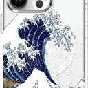 MOSNOVO Case for iPhone 14 Pro, [Compatible with Magsafe] [Buffertech 6.6ft Military-Grade Drop Protection] [Anti Peel Off Tech] Clear Phone Case Design - Great Wave