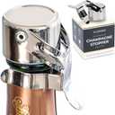 KLOVEO Champagne Stoppers - Patented Seal - Made in Italy - Professional Grade WAF Champagne Bottle Stopper - Prosecco, Cava, and Sparkling Bottle Stopper (Chrome)