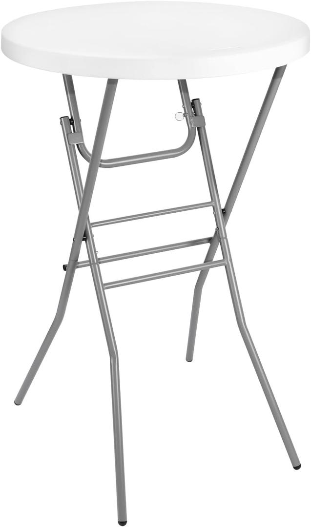 28in Cocktail Table White High Top Folding, Round Portable Bar Height Folding Table with Removable Legs, Indoor Outdoor Banquet for Parties, Commercial, Speech, School (2843 in)