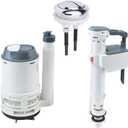 T Tulead Toilet Tank Parts Replacement Toilet Dual Flush Valve 7" Height, Fill Valve,Push Button, Fill Valve Thread Dia: G1/2, Flush Valve Dia: 3"