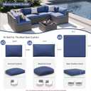 Aoxun 14pcs Patio Cushion Covers Replacement, Waterproof Outdoor Furniture Cushion Covers with Zipper and Non-Slip Bottom, Patio Sofa Couch 3 Sizes for Patio Sectional, Covers Only (Navy)
