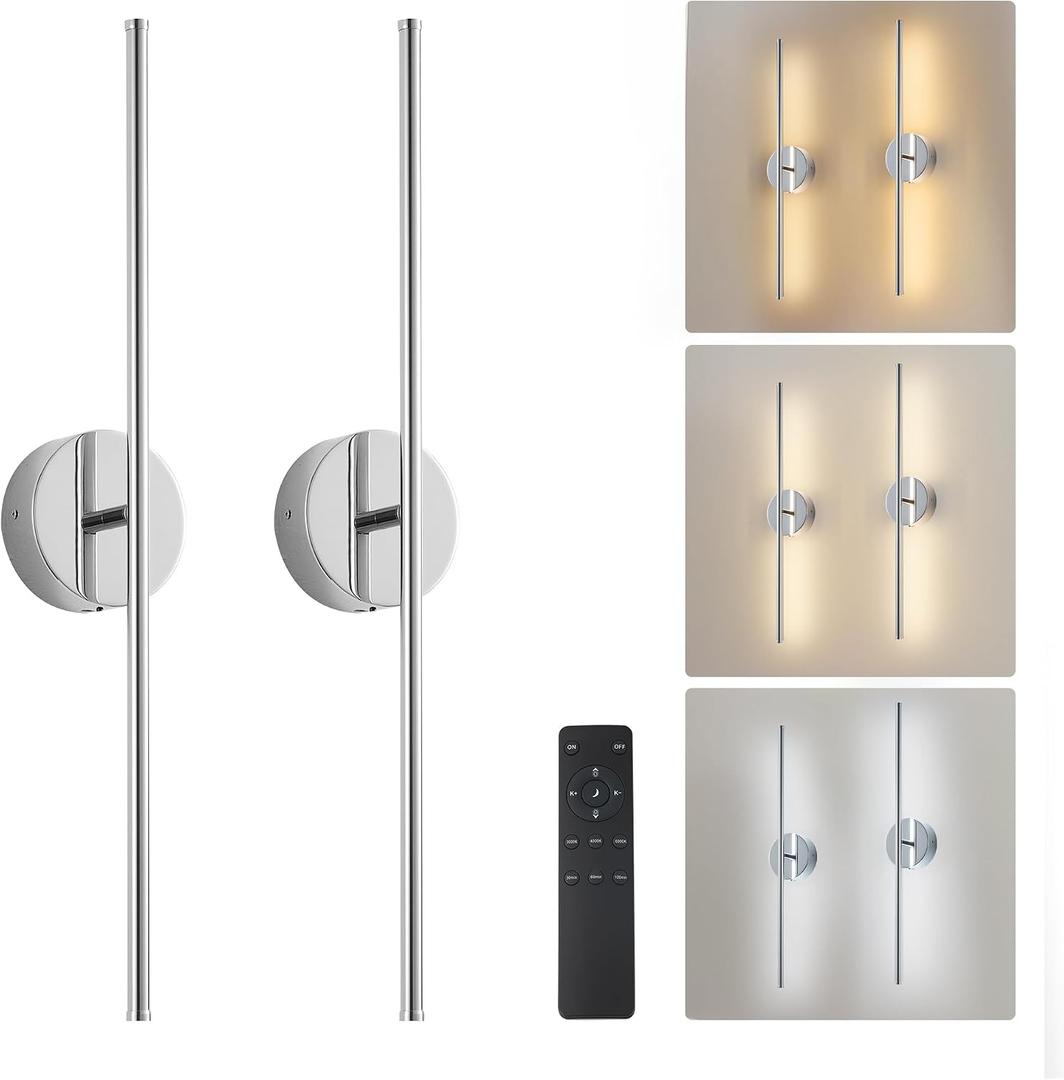 KARTOOSH Removable Battery Operated Wall Sconces Set of Two, 28.3 Inches