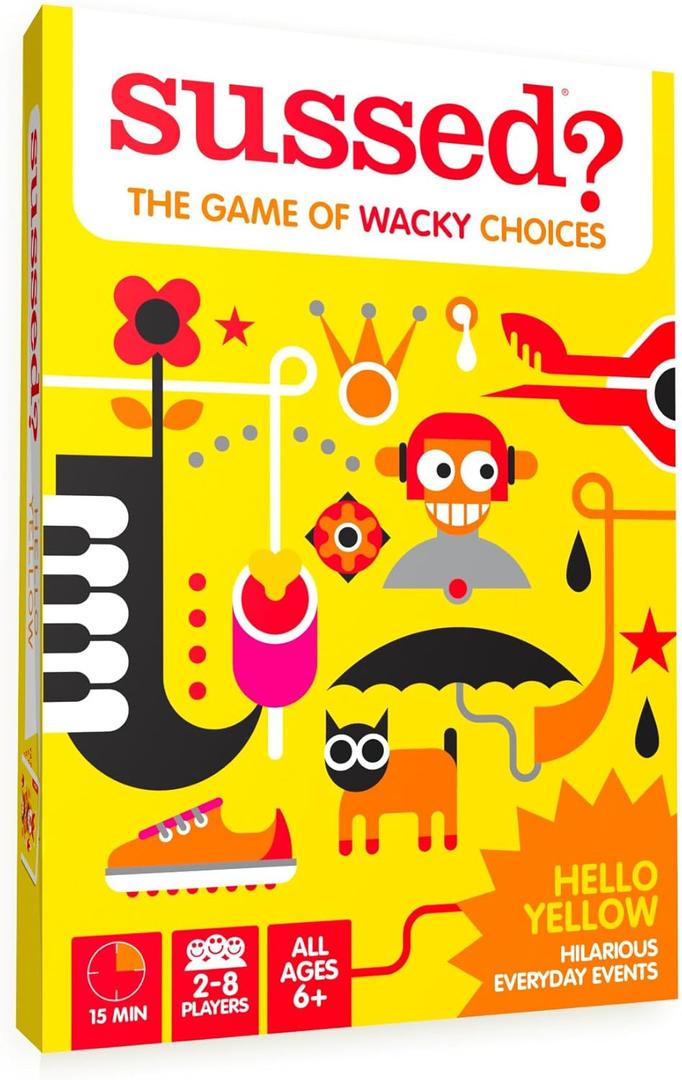 SUSSED The Wacky What Would You Do? Social Card Game - Stocking Stuffer, Birthday Present & Fun Christmas Game - Ages 6 and Up, 2-8 Players - Yellow Deck (Hello Yellow (Hilarious Everyday Events Theme))