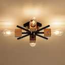 Sputnik Ceiling Light, Black Wood Farmhouse Flush Mount for Kitchen, 1 Pack
