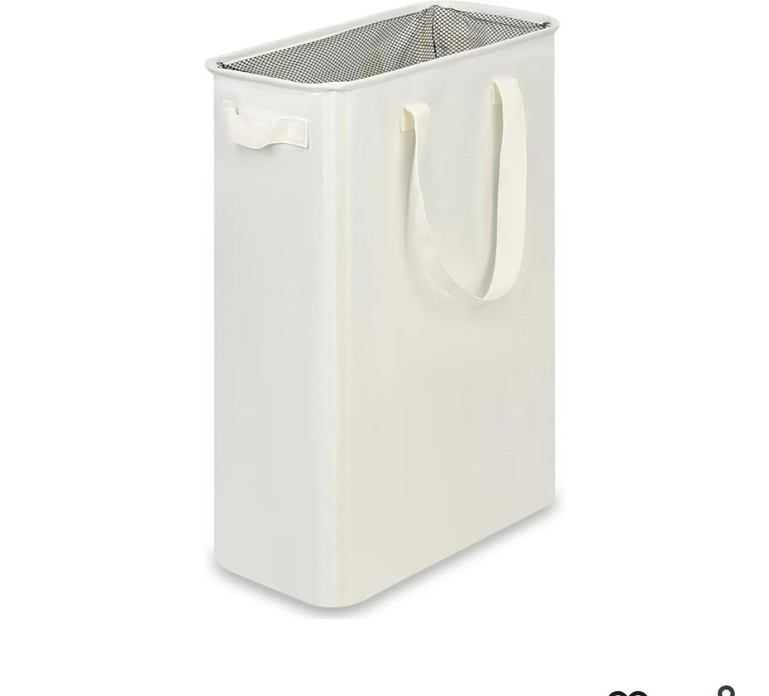 Efluky Slim Laundry Basket, Narrow Laundry Hamper with Handles, Collapsible Dirty Clothes Hamper, Tall Laundry Bin for Laundry Room, Dorm and Bedroom, 12.7 Gallons(48L) Beige