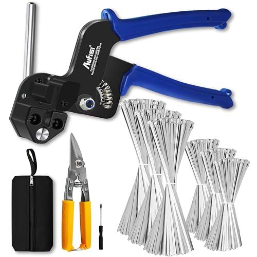 Stainless Steel Cable Tie Gun, 300PCS 304 Metal Zip Ties Heavy Duty Outdoor, 200LBS Tensile Strength & UV Resistant for Vehicles Exhaust Wrap Wire Fence Chicken Coop