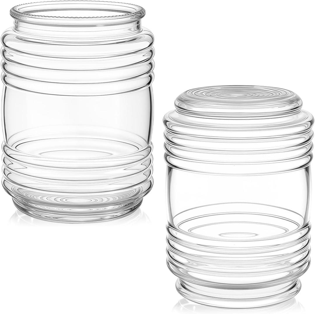 Teenyyou 2 Pcs Clear Cylindrical Glass Lamp Shade Replacement, 3-1/4-inch Fitter Opening, 3.7 in W x 4.8 in H Porch Jelly Jar Light Fixture for Outdoor Patio Exterior Wall Front Door