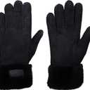 UGG womens Turn Cuff Water Resistant Sheepskin Gloves (Large, Black)