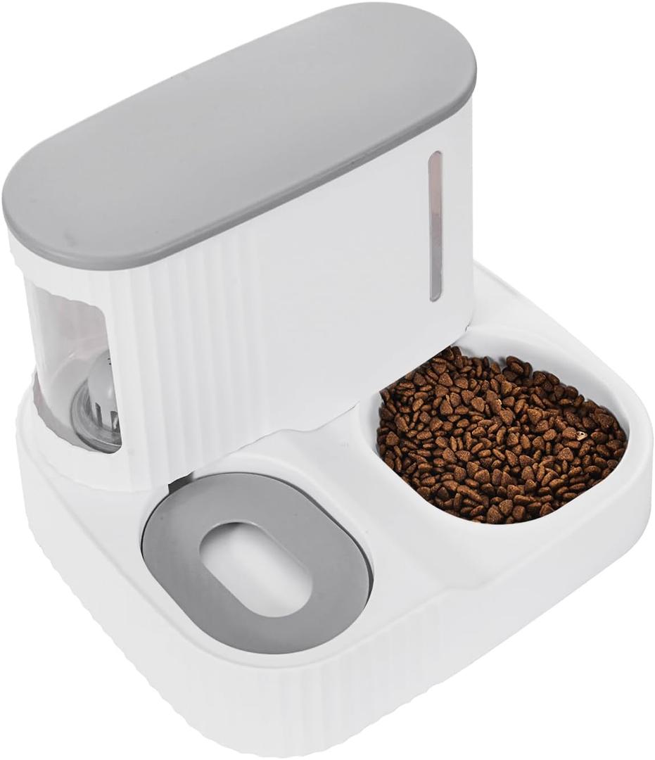 Automatic Cat Feeder,Gravity Auto Timed Pet Dry Food Self Feeding Container Dishes Bowl and Water Dispenser Fountain for Dog Puppy Kitten Kit Set Integrated 2 in 1 Continuous Tray(Grey) Automatic Cat Feeder,Gravity Auto Timed Pet Dry Food Self Feeding Container Dishes Bowl and Water Dispenser Fountain for Dog Puppy Kitten Kit Set Integrated 2 in 1 Continuous Tray(Grey)