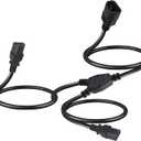 C14 to 2 X C13 Y Splitter Power Cord, 6FT IEC 320 C14 Male to Dual IEC 320 C13 Female Splitter 2 Ways PDU UPS Extension Power Cord 250V/10A