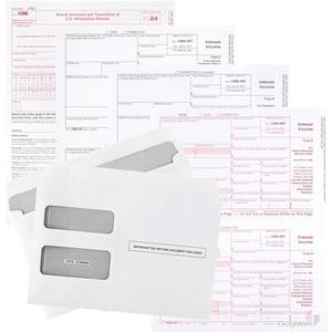 1099 INT Interest Tax Forms Set 4 Part 10 Pack for 2024 And Self-Seal envelopes. Kit For 10 Vendors, Laser Forms Designed for QuickBooks and Accounting Software