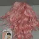 Light Pink Wig for Women Short Pastel Wavy Wigs Curly Bob Wigs with Bangs Shoulder Length Colorful Synthetic Wigs for Cosplay Costume Party Daily Use(14 Inches)