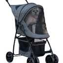 Pet Gear Happy Trails Lite Pet Stroller for Cats/Dogs, Zipper Entry, Easy Fold with Removable Liner, Safety Tether, Storage Basket