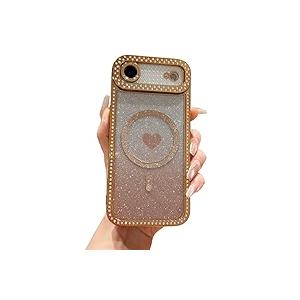 Misscase Magnetic Glitter Case for iPhone 17 Air 6.5 Inch, Camera Protection, Compatible with MagSafe, Rectangle Cute Bling Sparkle Diamond Colorful Phone Cover, DropTested & ShockproofGold