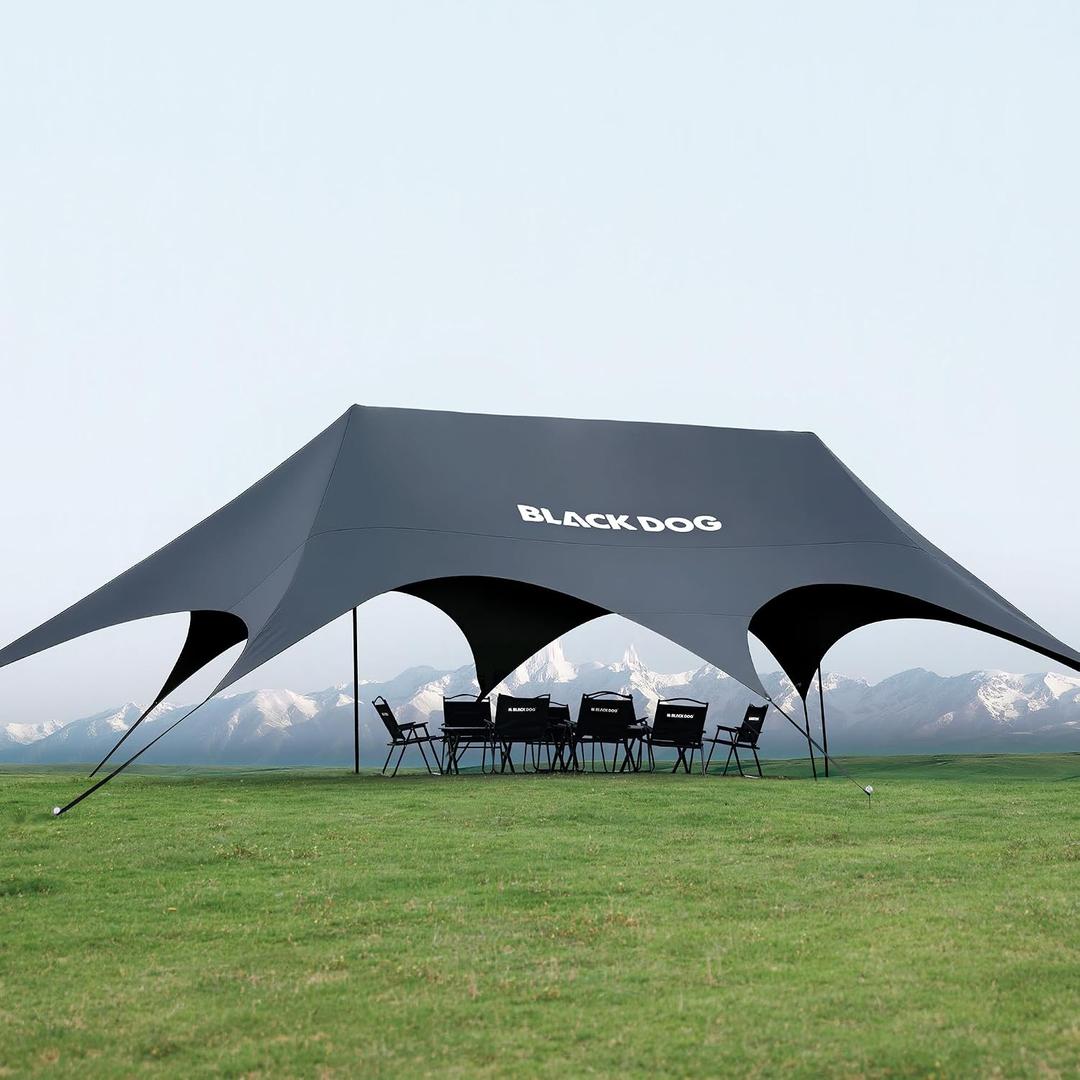 BLACKDOG Large Camping Tarp, Anti-UV Camping Sun Shelter Canopy,Waterproof Rain Shelter, UV Protection Rain Tarp, Lightweight Hammock Shelter for Car Camp 315" L x 197" W, Plus 315" L x 197" W