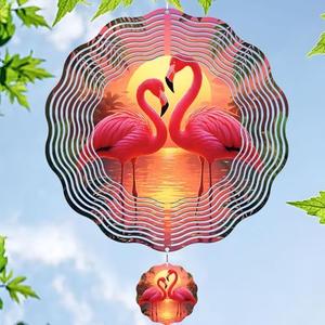 Flamingo Wind Spinners Outdoor - Flamingo Gifts for Women, Metal Wind Chime for Outside, 12 Inches Wind Sculptures with Tail Spinner for Indoors Room Garden Patio Yard Porch Backyard