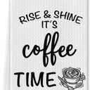 Coffee Kitchen Towels - Funny Coffee Time Dish Towels, Coffee Towels Coffee Bar Decor, Coffee Lovers Gifts, Decorative Coffee Hand Tea Towels for Kitchen, 16 X 24 Inche