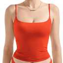 SUUKSESS Women Sexy Square Neck Tank Top Summer Y2K Going Out Tops Casual Sleeveless Basic Cami Shirts (Red, M)