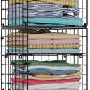X-cosrack Hanging Closet Organizer and Storage - 5-Tier Closet Storage Organizer Baskets for Clothes & Adjustable Collapsible Metal Closet Hanging Organizer Shelves for Sweaters Shoes Handbags (Small, Black)