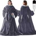 Wearable Heated Blanket with Foot Pockets, Electric Wearable Throw Blanket with Sleeves, Wearable Electric Blanket with 6 Heat Levels Settings, Fixed 4H Auto-off, Gift for Family, Friends, 50*70"