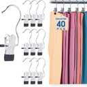 Legging Organizer for Closet, Yoga Pants Hangers 40 Pack Hanging Clips Coated Clips for Leggings, Hanger Space Saving Closet Organizers and Storage for Skirt, Shorts, Hats, Towel, Boot, Jeans