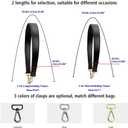 Flat Grain Leather Replacement Straps for Handbags Purse Straps Replacement Crossbody Gold Clasps Women Purse Making 14.17"(36CM) Long Black