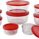 Pyrex Simply Store (8-Pack) Glass Food Storage Containers Set, (1, 2, 4 & 7 Cup) Meal Prep Containers With BPA-Free Lids, Dishwasher & Microwave Safe