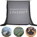 Black Mosquito Netting 10x100Ft DIY Garden Mesh Netting, Bug Insect Cover Fly Bird Net, Animals Barrier Plant Vegetables Protection Cover, Heavy Duty Net for Balconies Patio Raised Bed Screen