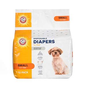 Arm & Hammer for Pets Disposable Female Dog Diapers with Odor Control and Wetness Indicator, Leak Resistant Dog Diapers for Incontinence and Heat Cycles, Size Small 15–19 in Waist, 12 Count