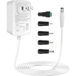 TKDY 24V 1A Power Adapter White, 110-240V AC to 24Vdc 24W Class 2 Power Supply, DC24V Switching Charger Cord for 24 Volt 1.0A 1000mA 0.75A 750mA 0.5A 500mA Devices.