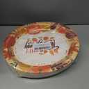 YQUQWN 50 PCS Oval Thanksgiving Paper Plates 12 x 10 Inch Heavy Duty Disposable Plates for Pumpkin Fall Harvest Holiday Thanksgiving Party Supplies Table Decor