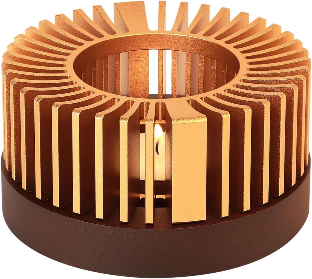 Teapot Warmer, JUKFITA Aluminum Alloy & Wood Tea Warmer, for Heating Tea, Coffee, Milk, Food Indoors and Outdoors (Small)