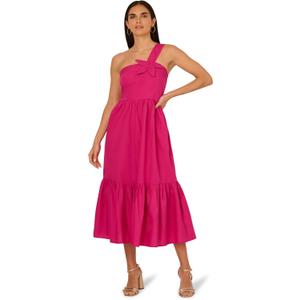 Adrianna Papell One Shoulder Midi Dress (4, Pink)