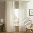 DaysU Ivory Linen Curtains 84 Inch Length 2 Panels Set Semi Sheer Light Filtering Privacy Added Living Room Bedroom (54"W x 84"L (Pack of 2))
