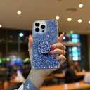 Case for iPhone 14 Pro Max Case Glitter Bling for Women Girls Sparkle Cover with Ring Stand Holder Cute Protective Phone Cases 6.7 inch (Blue)