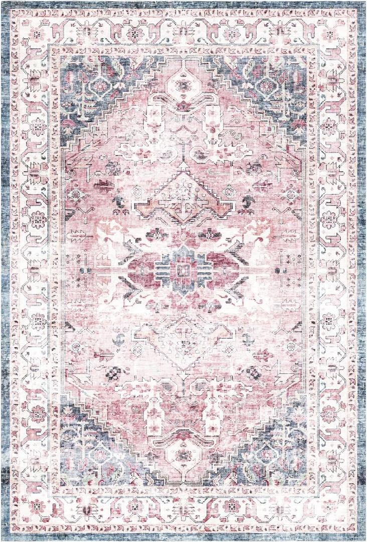 2x3 Washable Area Rugs 2x3 Entryway Rug Pink Door Mate Indoor Entryway Rugs Pink Boho Entryway Rug No Shedding Low Pile Soft Small Area Rug for Door Mat Bedroom Dining Room Kitchen