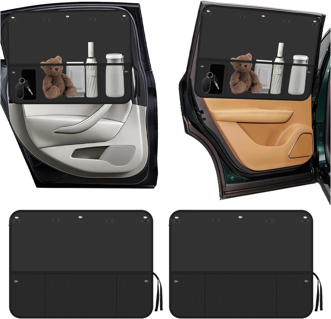 2PCS Rear Car Window Shades for Side Window,27.24x19.69 Car Sun Shade Side Windows for Shading & Storing with 7 Suction Cups on Each Piece & Pouch,Portable Cars Windows Shade for Baby