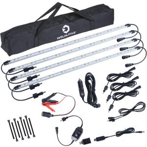 12V LED Interior Light Bar Kit, 4 Bars White Adjustable Brightness RV Camping Lights - Waterproof IP67, Magnetic & Velcro Mount, Portable Lighting for Tent, Car, Trailer, Boat, Truck, Off-Road, Cabin