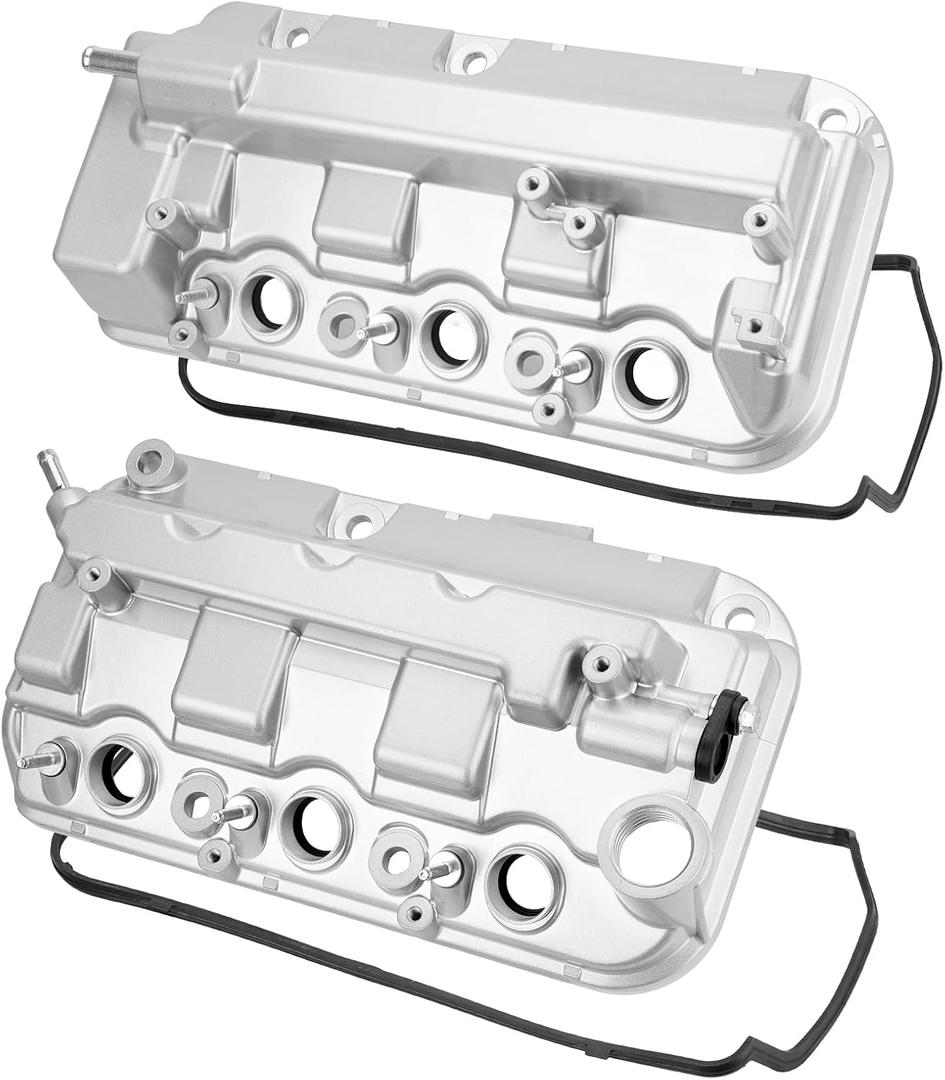 2 Pcs Aluminum Front & Rear Engine Valve Cover Compatible with Honda Accord Odyssey Crosstour Pilot Ridgeline 2008-2017, Acura TL RDX 2012-2015, 3.5L V6, Replace # 12310R70A00, 12320R70A00