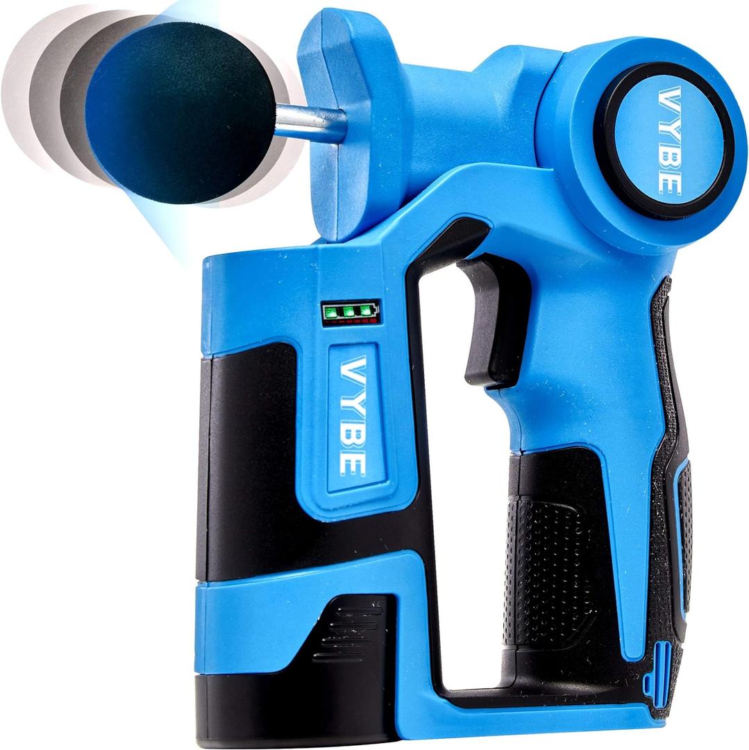 VYBE Percussion Massage Gun - V2-6 Speed Percussion Massager Guns w/ 3 Attachments for Deep Tissue Muscle Therapy - Electric, Handheld, Cordless, Adjustable Arm