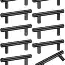10-Pack Cabinet Pulls Knobs, 3.9" Modern Stainless Steel T Bar Knobs Double Hole Handles for Dresser Drawers/Office Decorative/Kitchen Bathroom Door [Black]